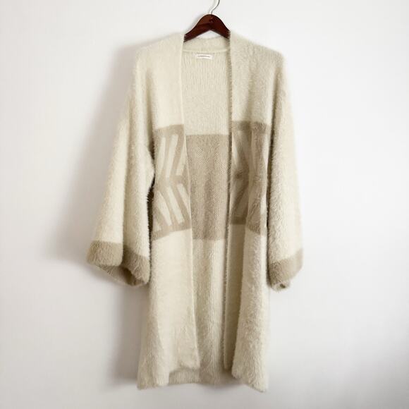 ANTHROPOLOGIE Merzouga Kimono Open Front Duster Cardigan Sweater Cream Neutral - Picture 4 of 9